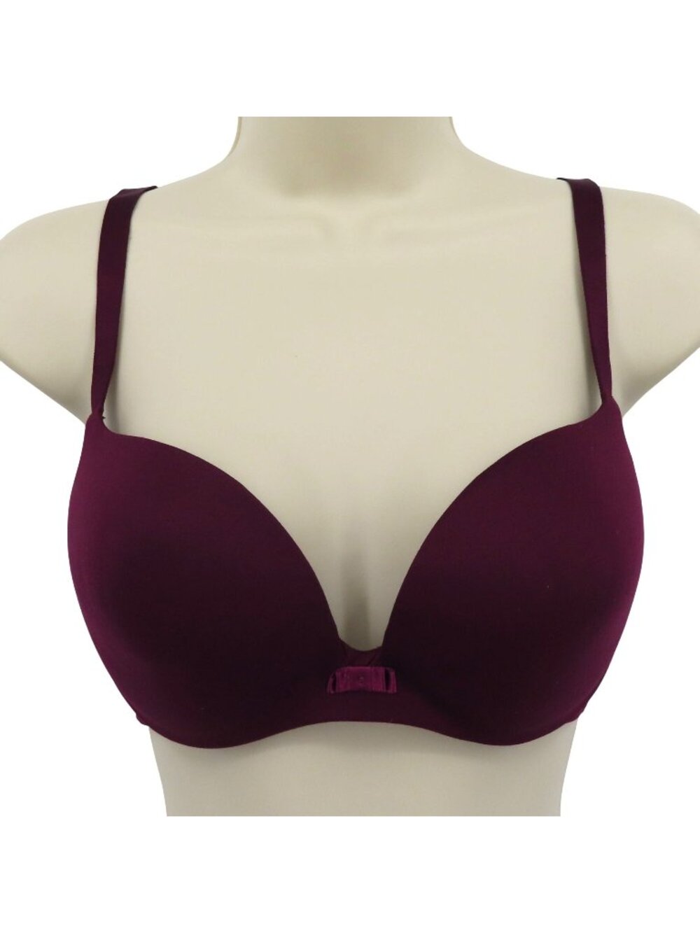 Victorias Secret 36C Lined Demi Bra Solid Purple Underwire Padded Women Bow